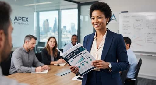 Person holding a strategic plan